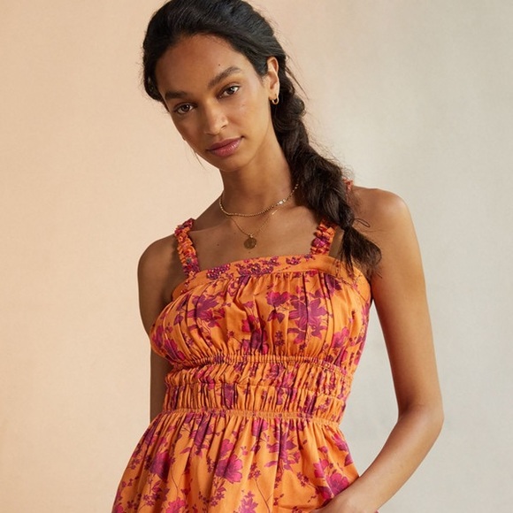 Anthropologie Tops - Anthropologie Roopa Pemmaraju Beaded Babydoll Cotton Smocked Tank NWT Size XL